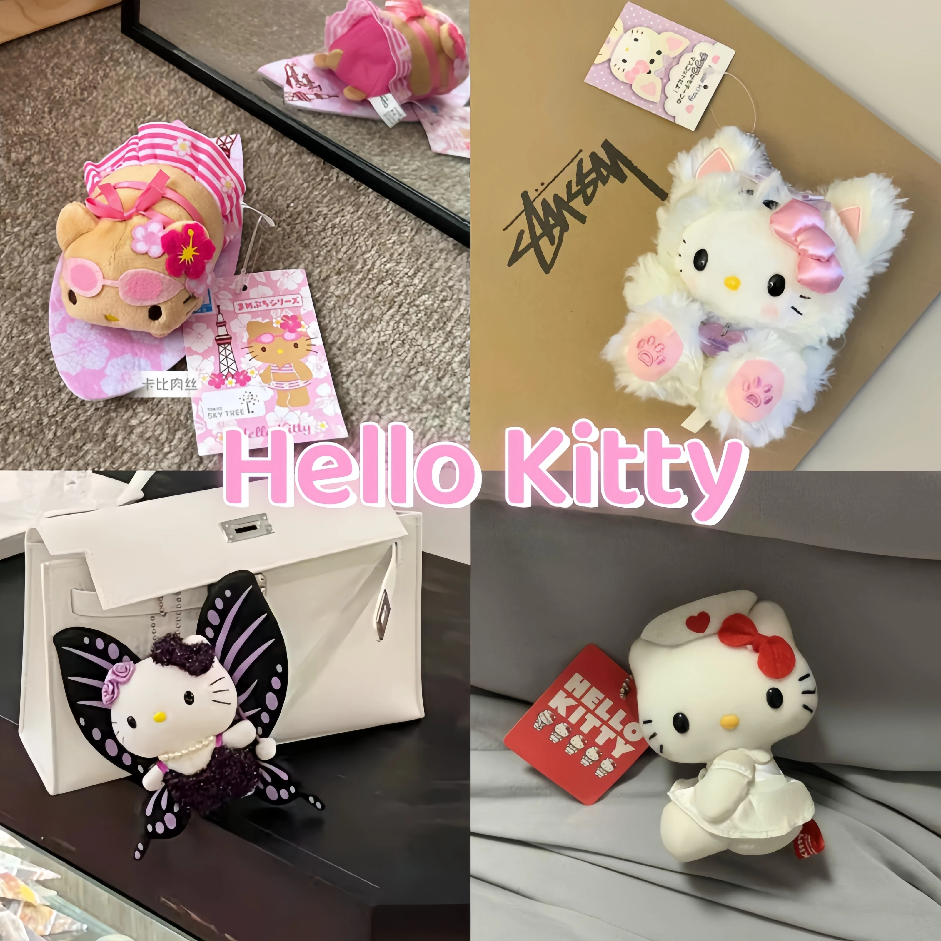 Hello Kitty Cute Y2k Girl Pendant Doll Kawaii Kt Keychain Anime Surrounding Christmas Girlfriend Gift Backpack Small Accessories