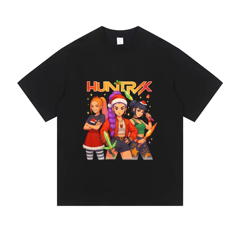 فيلم Kpop شيطان الصيادين رومي ميرا زوي تي شيرت الرجال النساء عيد الميلاد نمط الشارع الشهير للجنسين موضة عادية القطن قصير الأكمام