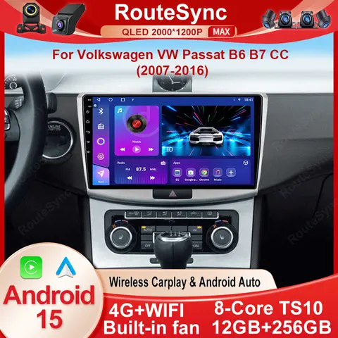 Android 15 Carplay Auto 4G WIFI For Volkswagen VW Passat B6 B7 CC 2007 - 2016 GPS Car Radio Multimedia Player Stereo Navigation
