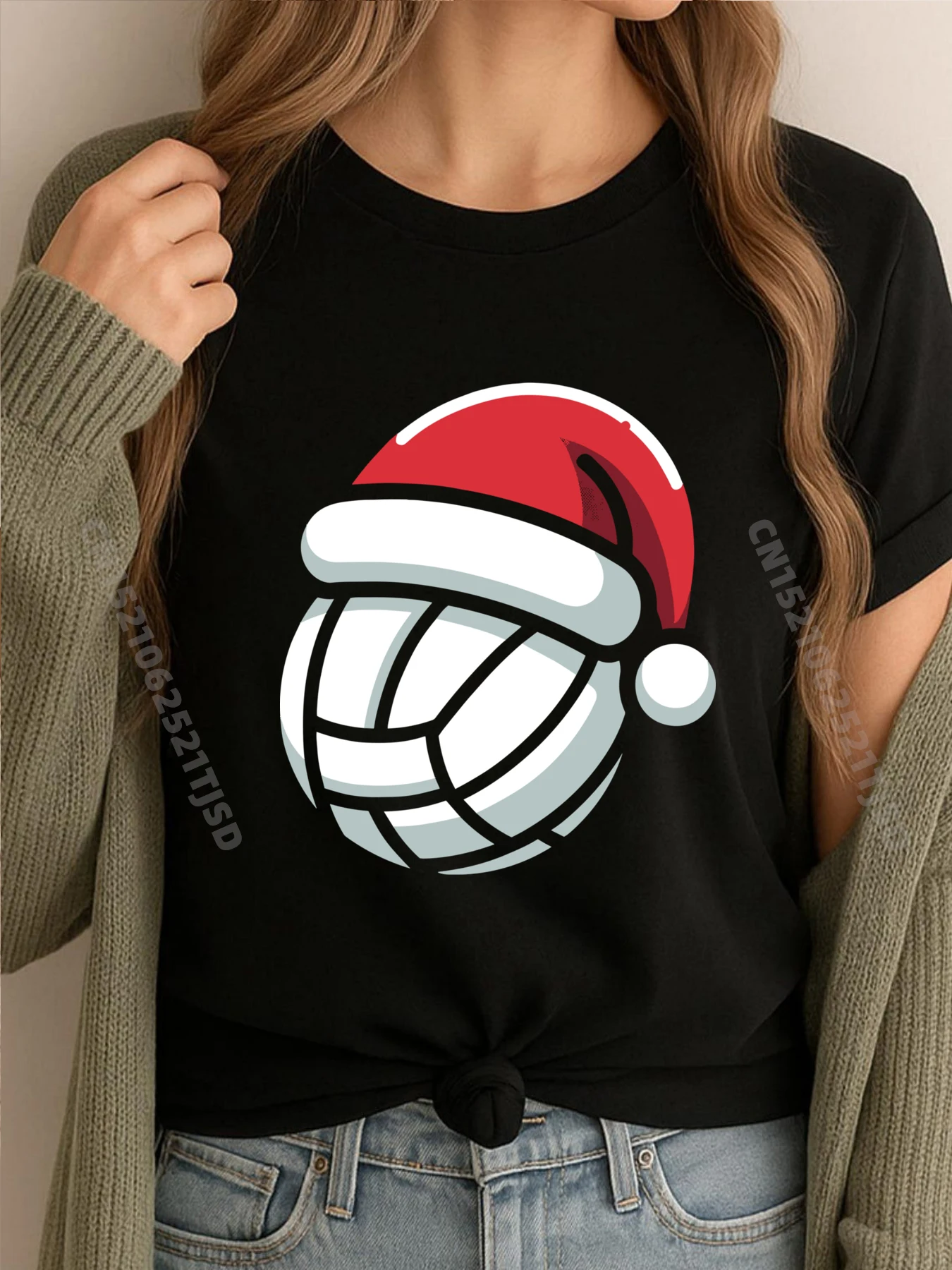 

Волейбольный рождественский шар, шляпа Санта-Клауса, кремовая футболка, уличная футболка, веганские футболки