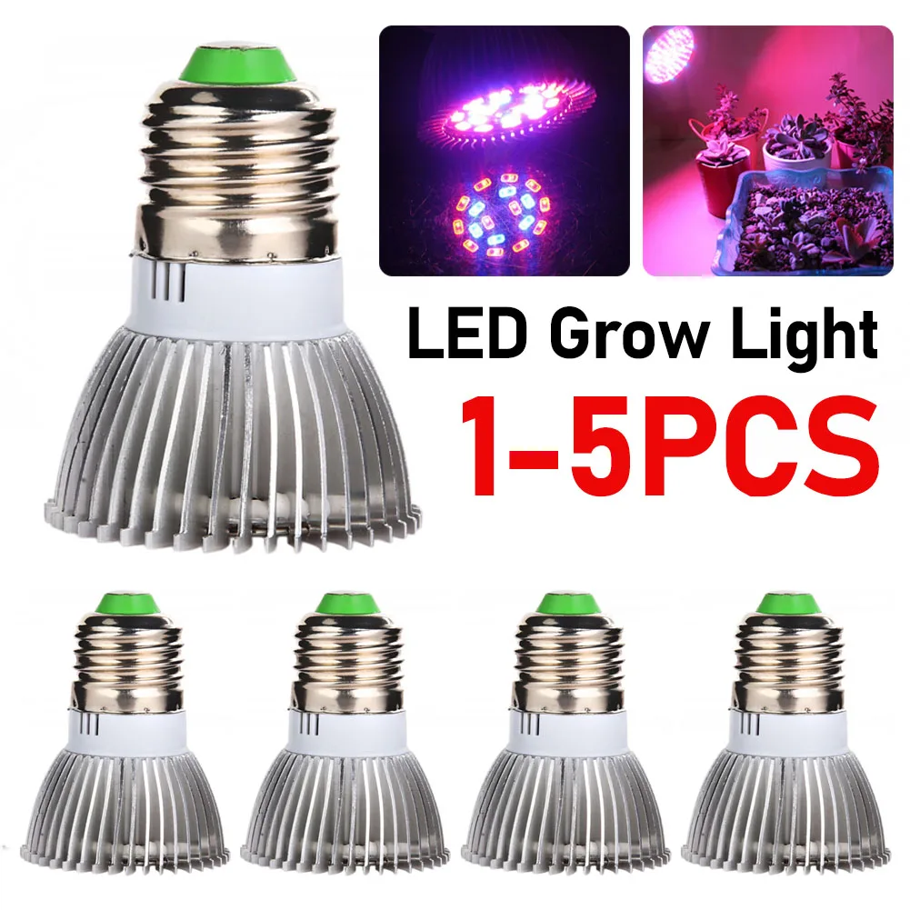 

1-5pcs LED Grow Full Spectrum Bulb E27 18W Greenhouse Hydroponic Lamp Grow Light For Indoor Plant Phyto Flower Lamp