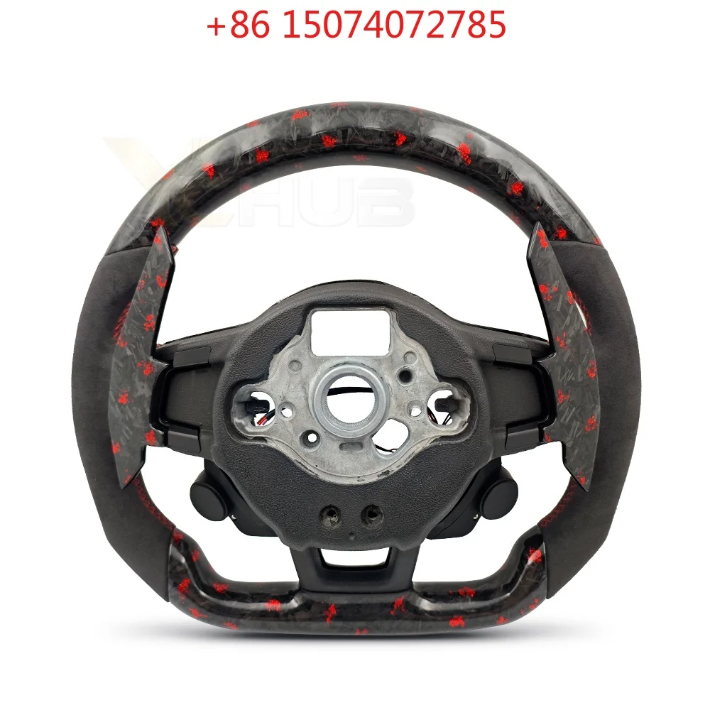 Custom Red Forged Carbon LED Steering Wheel Fit VW Golf 5/6/7 GTI R Passat B8 Polo Modified Steering Wheel