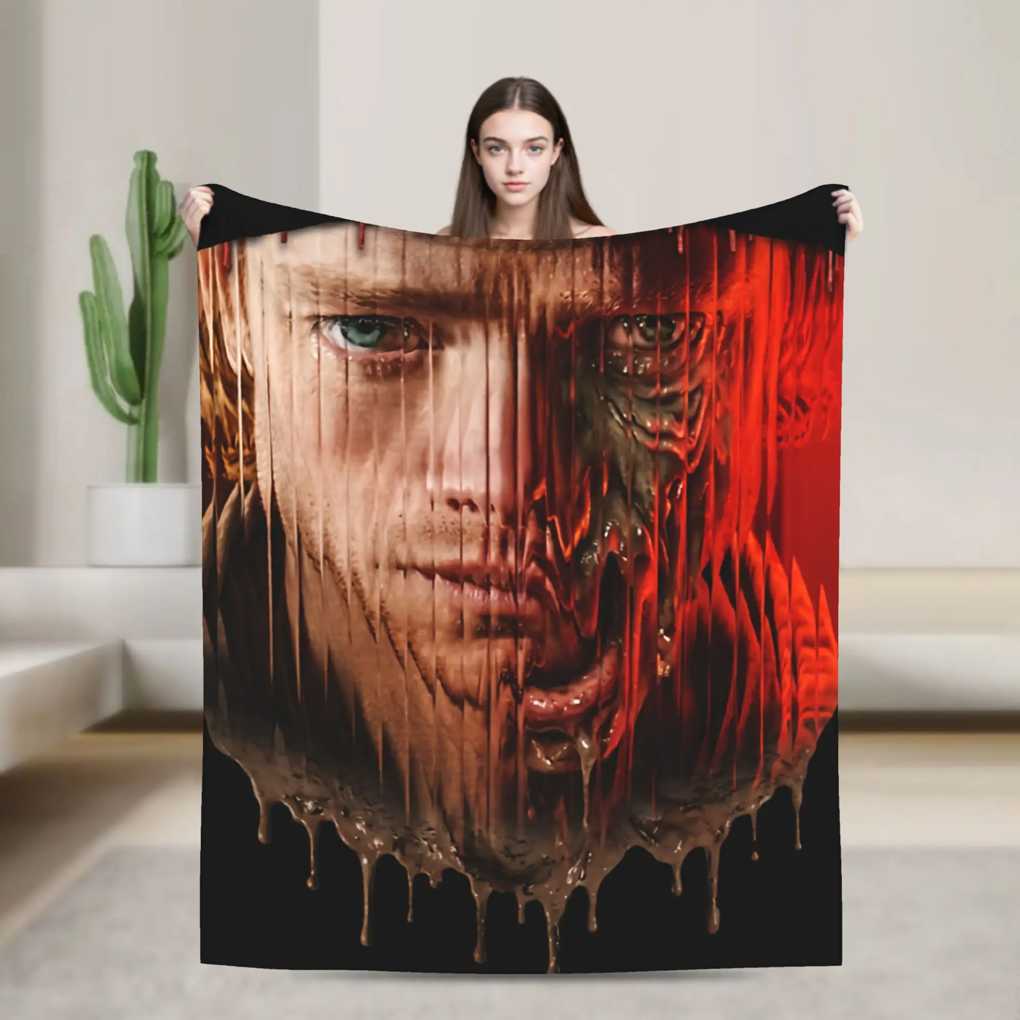 Clayface Melting Horror Fuzzy Blankets Funny Throw Blanket for Home 125*100cm Plush Thin Quilt
