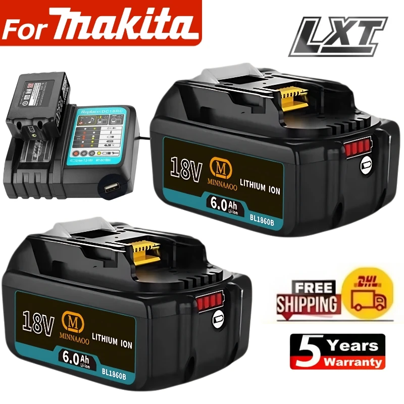 

NEW Genuine For Makita 18V 6Ah Battery BL1850b BL1850 BL1860 BL1860 BL1830 BL181 Replacement Li-ion for LXT400 Tools