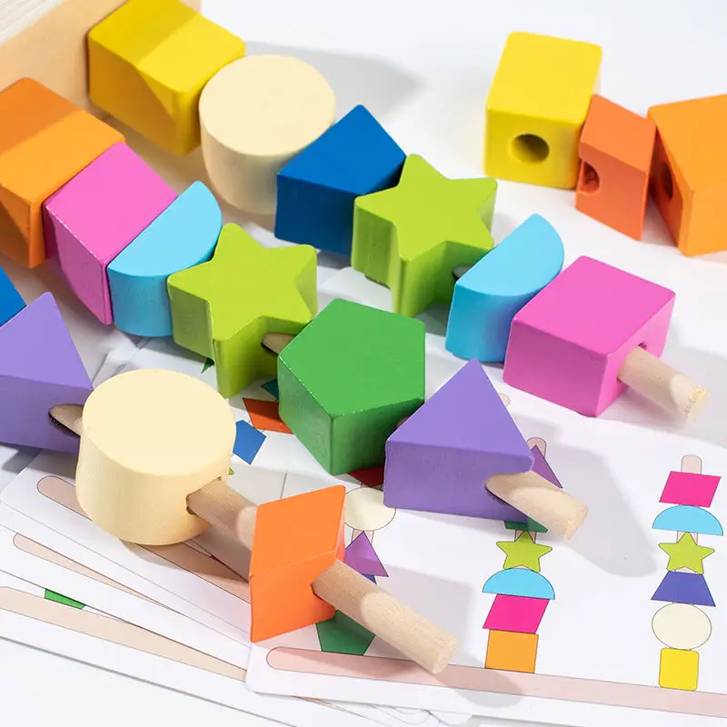 Jeu de décennie s de Construction Montessori en Bois, Puzzle de Formes Assorties, Cadeau pour Enfant