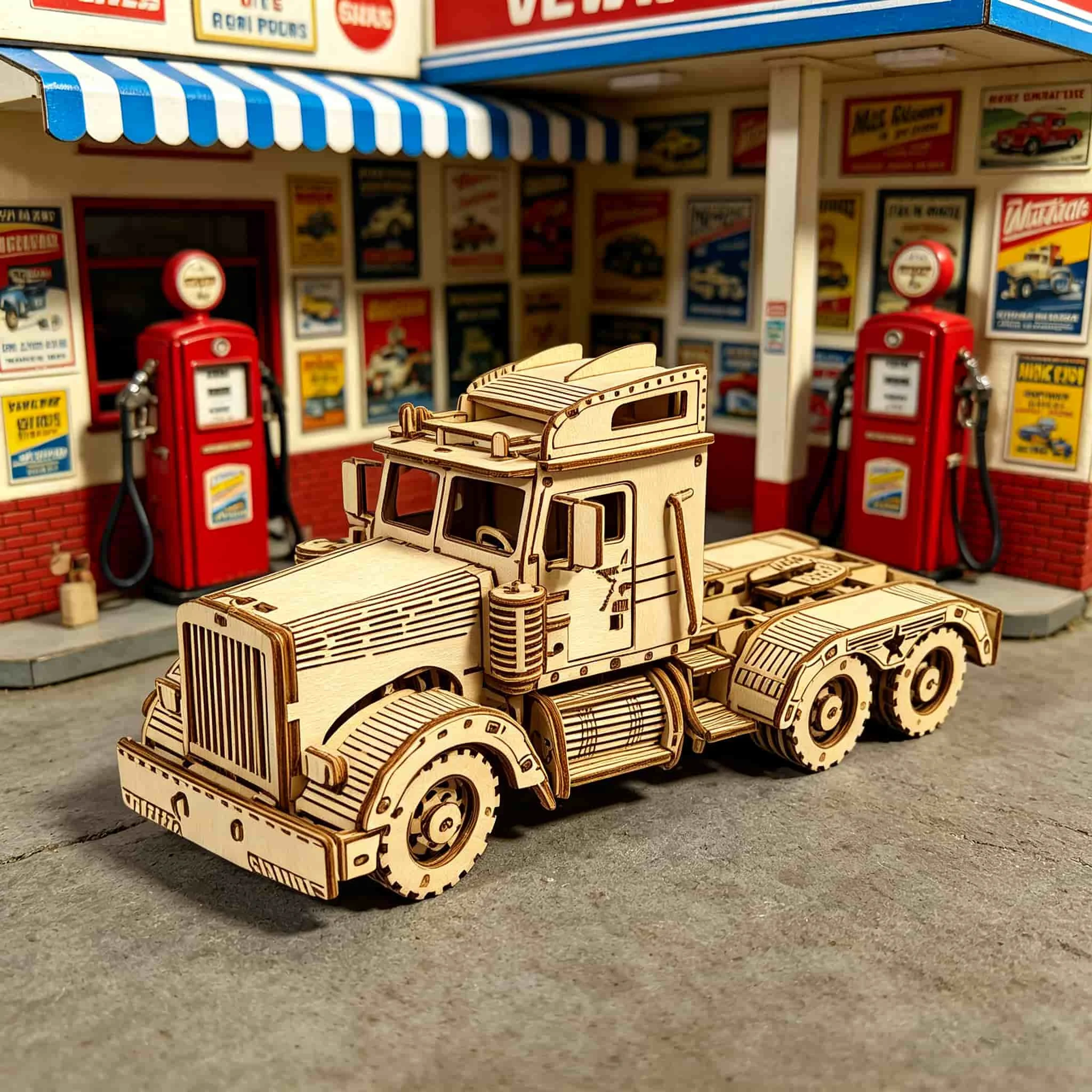 

Vintage US Truck 3D Wooden Puzzle Model Kit for Adults Men | DIY Construction Toy Desk Decor Gift