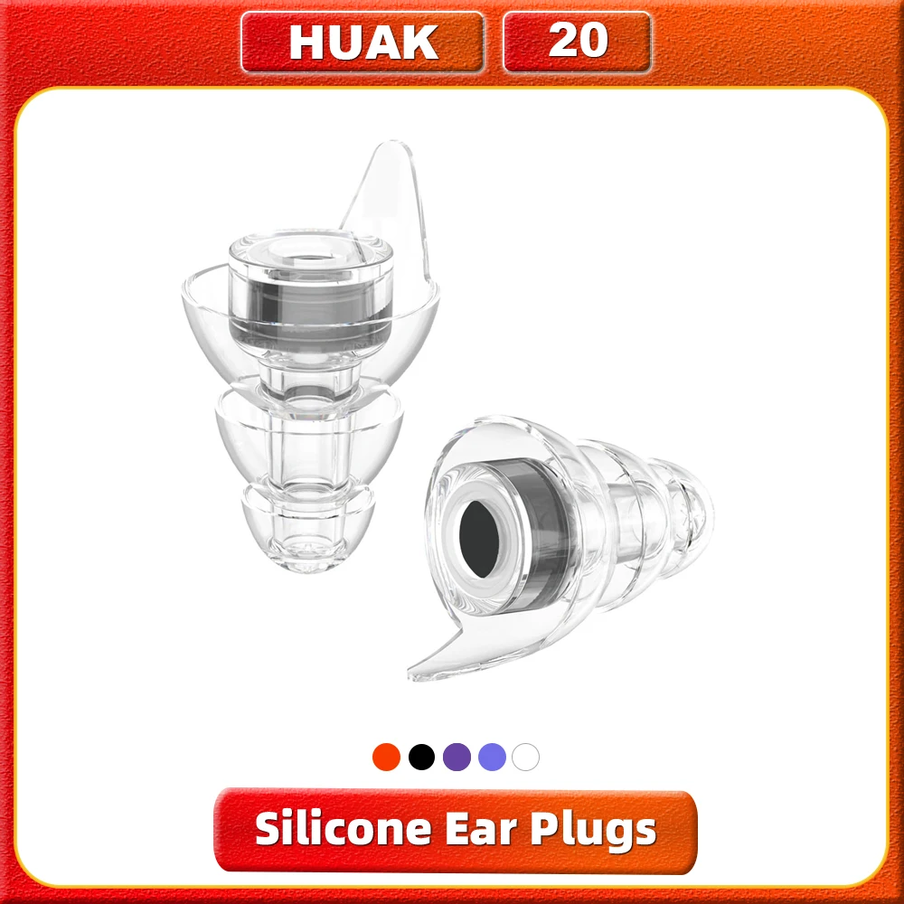 HUAK High Fidelity Concert Ear Plugs, Silicone Hearing Protection Earplugs, Noise Reduction Music Ear Plugs for Concerts