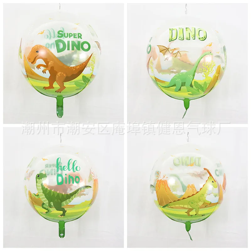 4pcs New 22 Inch 4D Transparent Jungle Animal Dinosaur Balloon Birthday Theme Party Decoration Floating Empty Helium Balloon