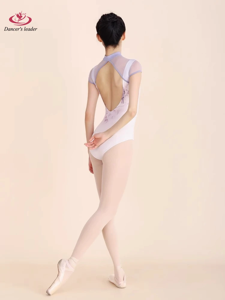 Ballet Leotard for Magpie Print Chinese Neckline Design Gymnastics Practice Tights Performance Dress Adult Yoga Costume