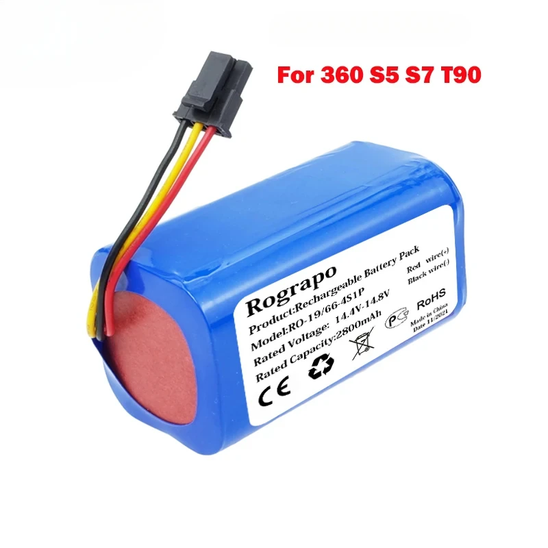 New 14.8V 2800mAh-3400mAh Li-ion Battery Pack For 360 S5 S7 T90 S6 C50 Robot Vacuum Cleaner