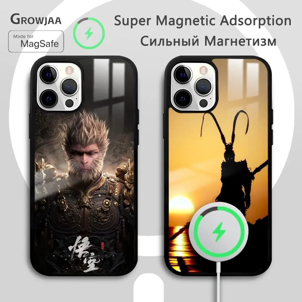 Game Black Myth Wukong Phone Case For iPhone 16 15 14 13 12 11 Pro Max Plus Mini Magsafe Mirror Wireless Magnetic Funda