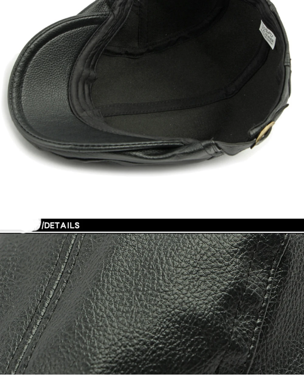 HT4953 Herren- und Damen-Baskenmütze, Vintage-Künstler-Malermütze aus PU-Leder, flache Ivy-Mütze für Damen und Herren, dicke warme Herbst-Winter-Baskenmütze – Detail 12