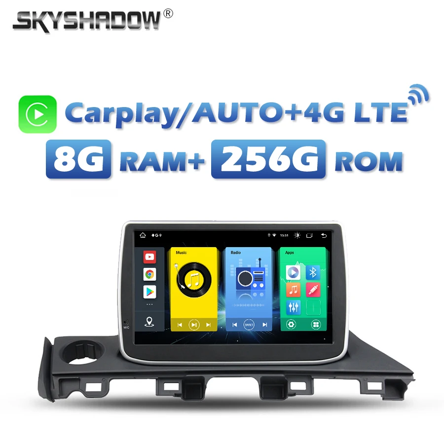 Carplay Auto 4G SIM DSP IPS Android 13.0 8G+256G Car DVD Player GPS RDS Radio WIFI Bluetooth For Mazda 6 Atenza 2016 2017 2018