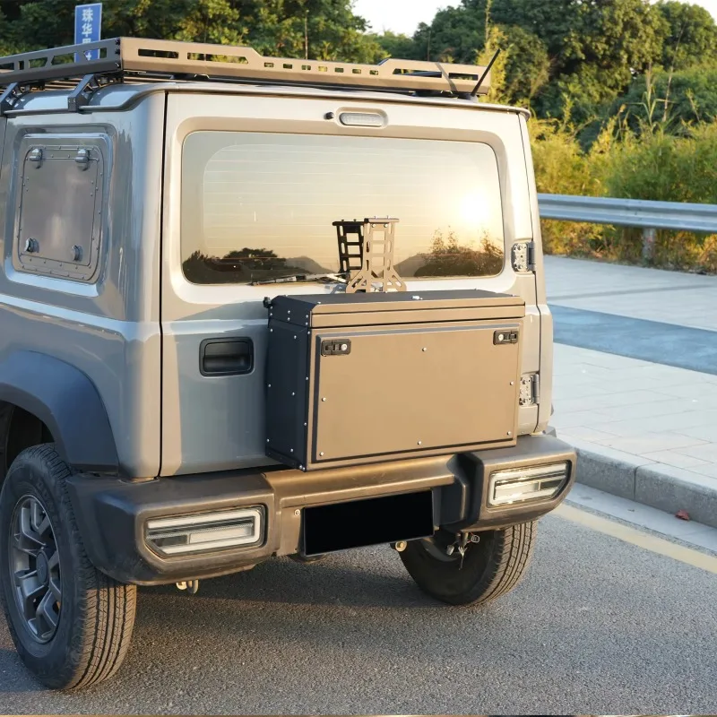 صندوق أدوات الباب الخلفي من الألومنيوم من Maiker لسوزوكي جيمي JB64 JB74 2019+، صندوق تخزين خارجي ملحقات الأمتعة الخارجية