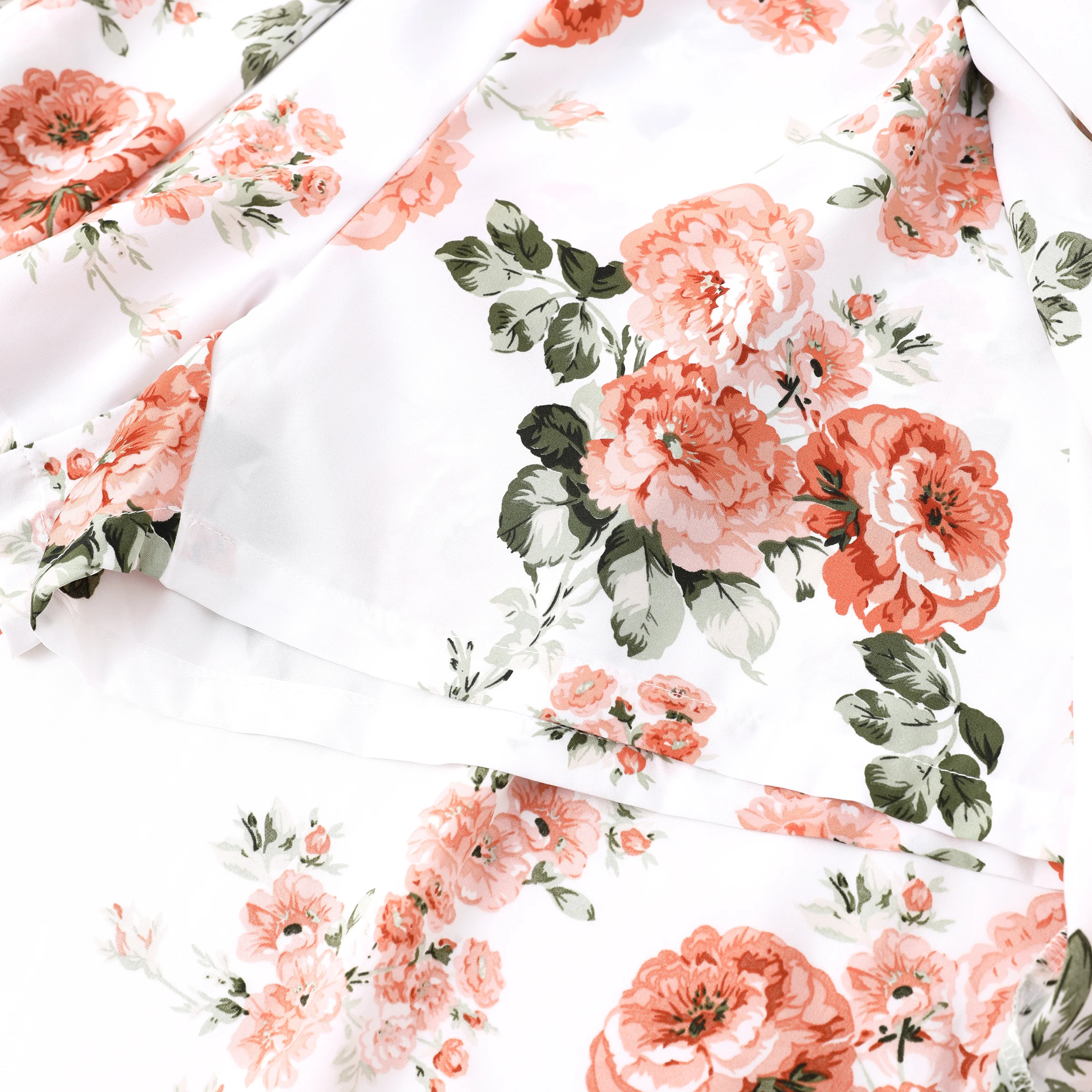 طقم بات بات فاميلي باك مطبوع عليه زهور مكشكش مكشوف الكتفين وسروال قصير أو تنورة للفتيات والأمهات #1