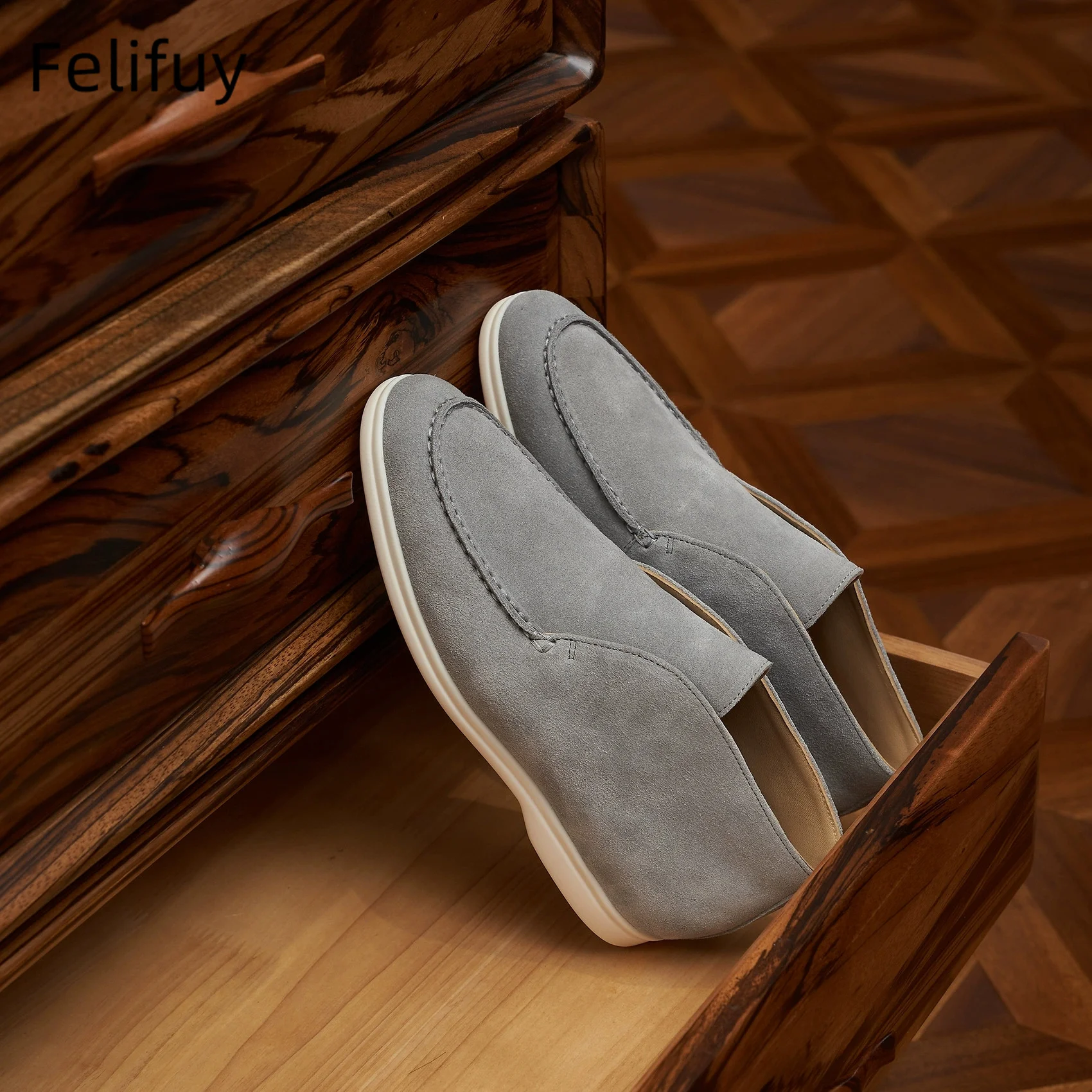 Autumn Men's Casual Soft Bottom Real Leather Shoes Slip-On High Top Daily Wear Shoes Comfortable Sheepskin Versatile Flat Shoes
