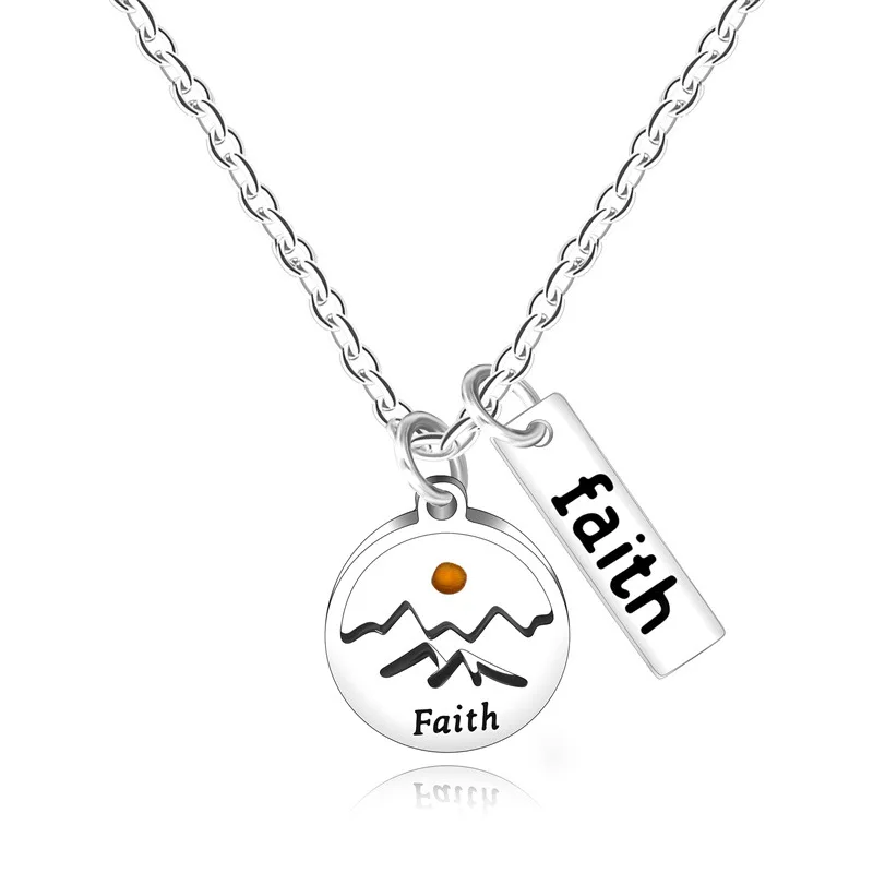 

2025 Dainty Faith Necklace Shell Snowy Mountain Stainless Steel Necklace Inspirational Jewelry for Women Girls