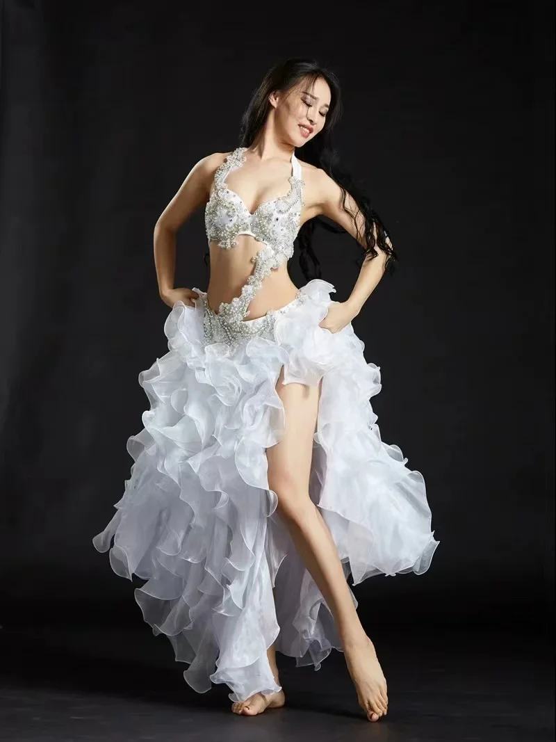 

Customized Performance Clothing Belly Dance Costume 2/3pcs Full Set Bra Belt Skirt 34B/C36B/C38B/C Women Oriental Dance Costumes