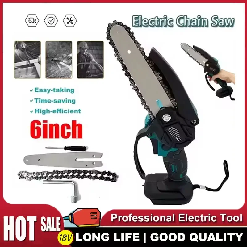 

Fit Makita 6 Inch Chain Saw Electric Saw Handheld Portable Wood Logging Chainsaw Garden Pruning Wood Power Tool for 18V Battery