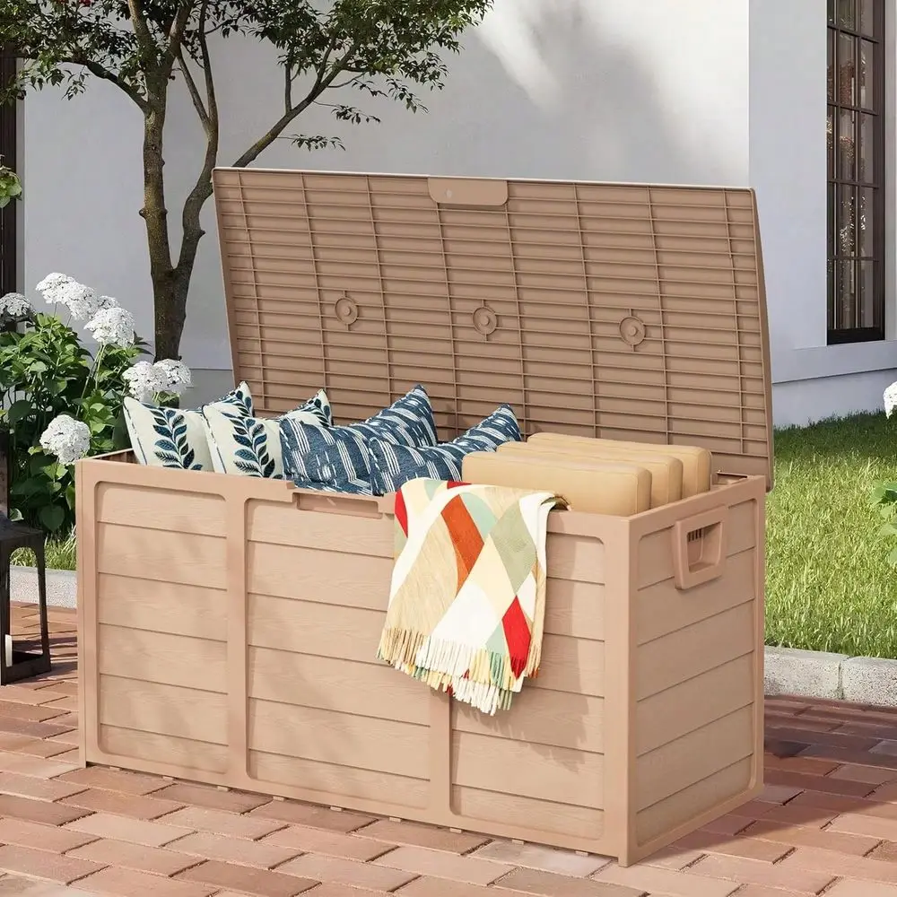 

Gallon Outdoor Storage Deck Box Weatherproof Durable Resin Container