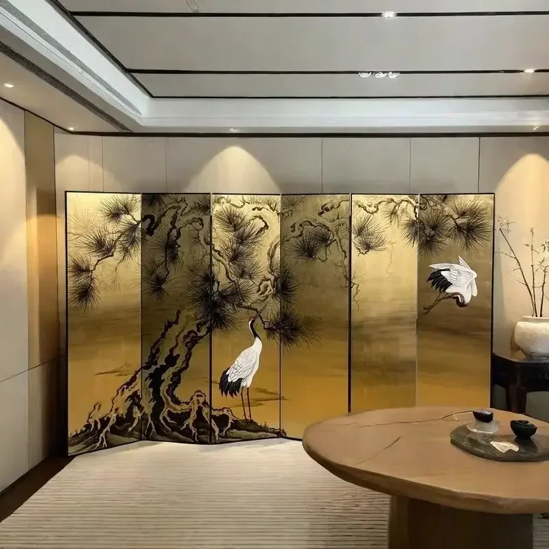Chinese Hand-painted Screen Crane Shoulu Screen Living Room Partition Tea Room Hotel Antique Photography Screenn29