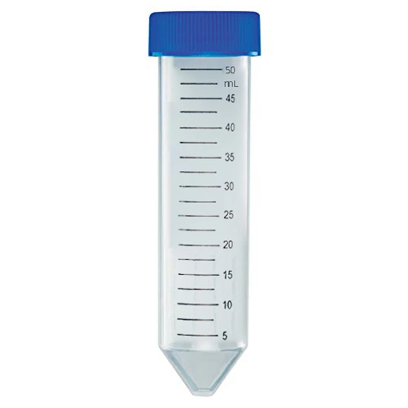 Centrifuge Tube Sterile Printed Graduation, Bag Pack +Attached Blue Flat Top Screw Cap 500PCS