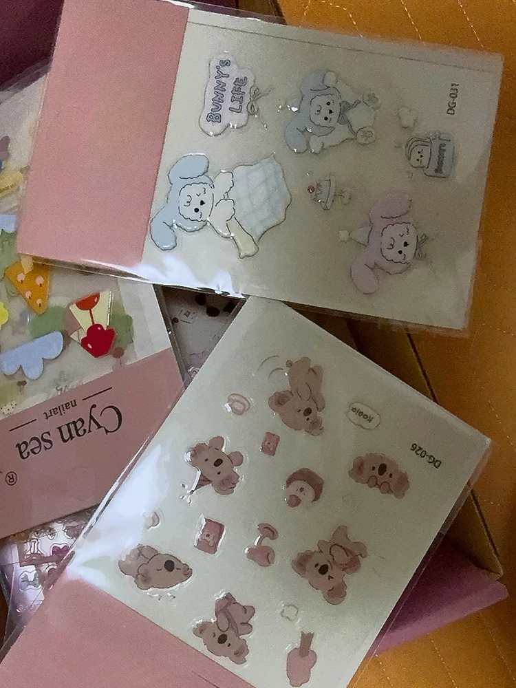 Kawaii Lovely Koala Bear Jelly Relief Stickers, 3D DIY Self-adhesive Stickers for Student Camera Phone Computer School Supplies