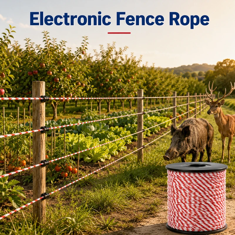3mm 500M/Roll Electric Fence Rope Polywire With Steel Poly Rope For Horse Animal Fencing Ultra Low Resistance Wire Accessory