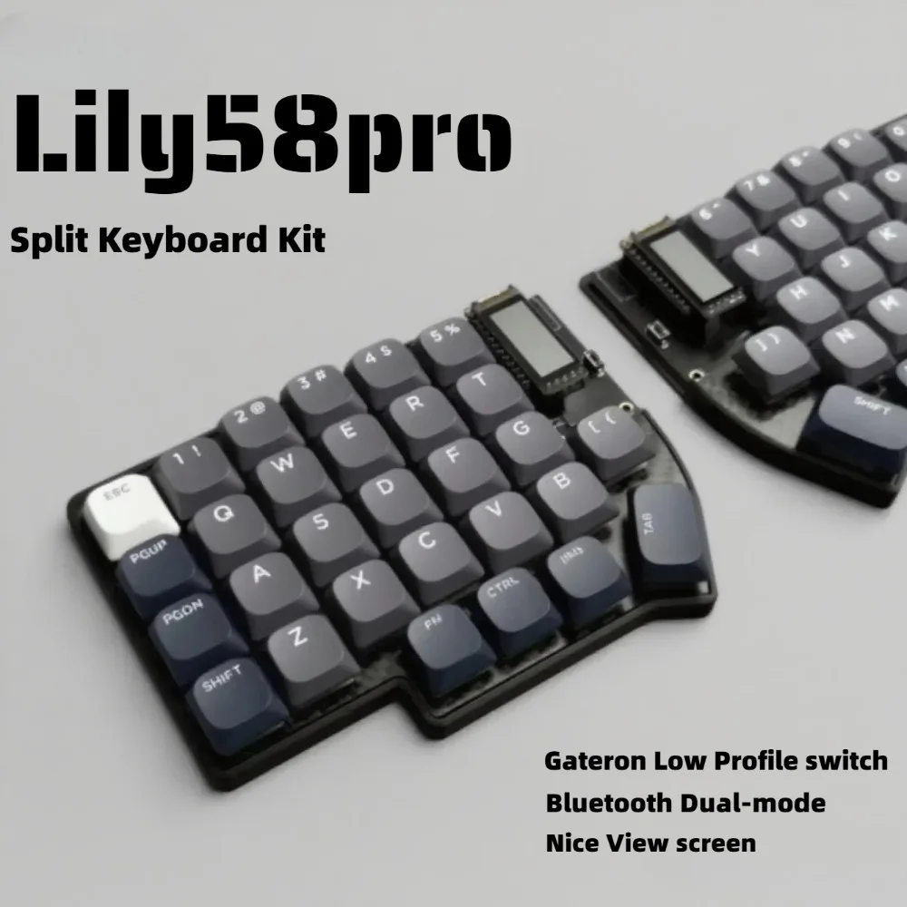 

Lily58pro Split Keyboard Kit Gateron Low Profile 58keys Bluetooth Keyboard Custom Wireless Dual-mode Mechanical Gaming Keyboard