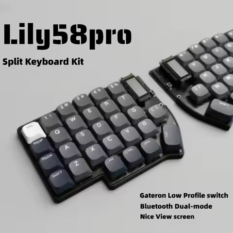 Lily58pro Split Keyboard Kit Gateron Low Profile 58keys Bluetooth Keyboard Custom Wireless Dual-mode Mechanical Gaming Keyboard