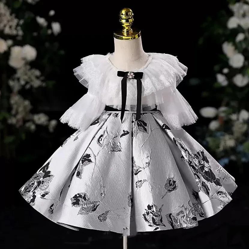 

Spanish Vintage Lolita Princess Ball Gown Flower Embroidery Design Kids Perform Birthday Baptism Eid Party Girls Dresses A2476