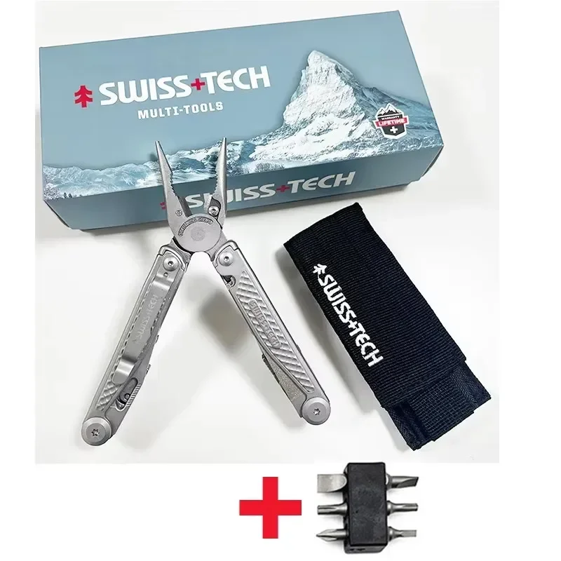 SWISS TECH 18-in-1 Multitool Tangen Opvouwbaar Multifunctioneel Combinatiegereedschap Zakmes Draagbaar EDC Buitenuitrusting