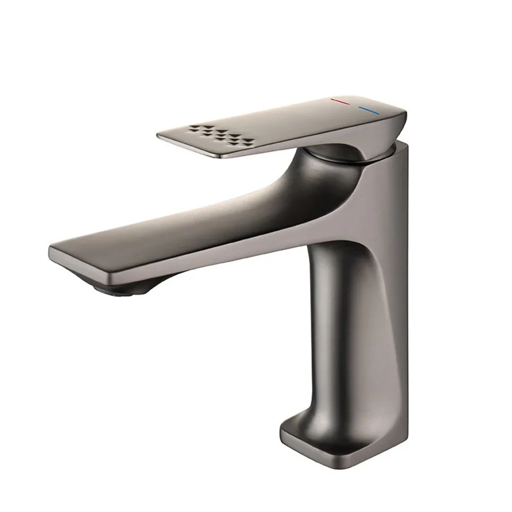 Brass Core Bathroom Sink Water Faucet Single Handle Deck Mounted Hot Cold Mixer Provides Easy Temperature And Flow Adjustment