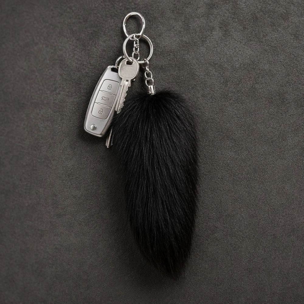 Faux Fox Fur Tail Keychain for Bags and Accessories