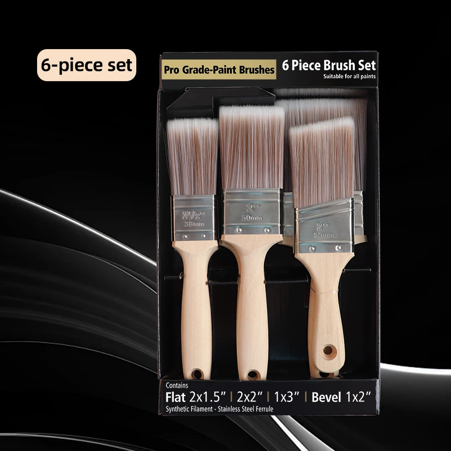 

[Набор профессиональных кистей для рисования из 6 шт.] Набор кистей для рисования профессионального класса из 6 шт., щетина из пластикового волокна, деревянная ручка с зубцами G