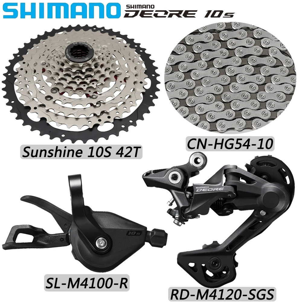 

SHIMANO DEORE M4100 10 Speed Derailleur Groupset MTB Bike CN-HG54-10 Chain Sunshine 10S 42T/46T/50T Cassette Bicycle Parts