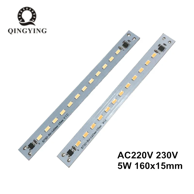 1pcs AC 220v LED Crystal Light Bar Strip 5W 120mm 160mm Free Driver Module SMD 5730 led pcb White Warm White T5 T8 Light Source