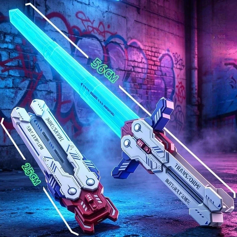 The Same Colorful Butterfly Blade Cool Folding Knife Luminous Telescopic Laser Sword Toy