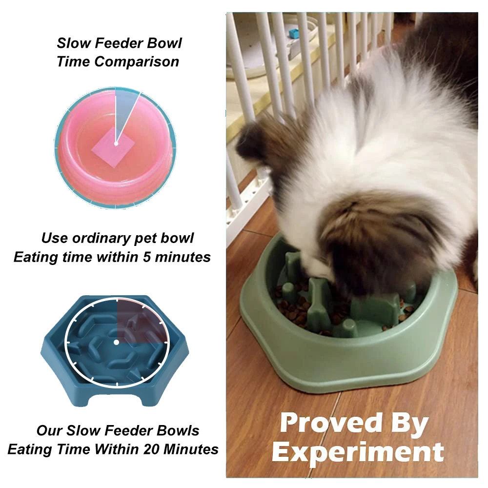 Pet Slow Food Bowl, Choke-proof Fat, Healthy Round Anti-choking Thickened and Non-slip, Multiple Color Shapes Cat Dog Supplies