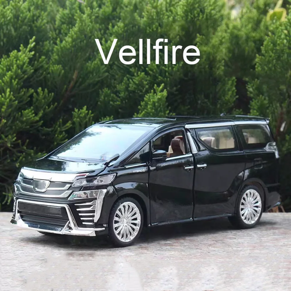 

1/24 Vellfire Model Cars Toys Alloy Diecast Wheel Pull Back MPV Models with Light Sound Vehicles Friend Birthday Decoration Gift