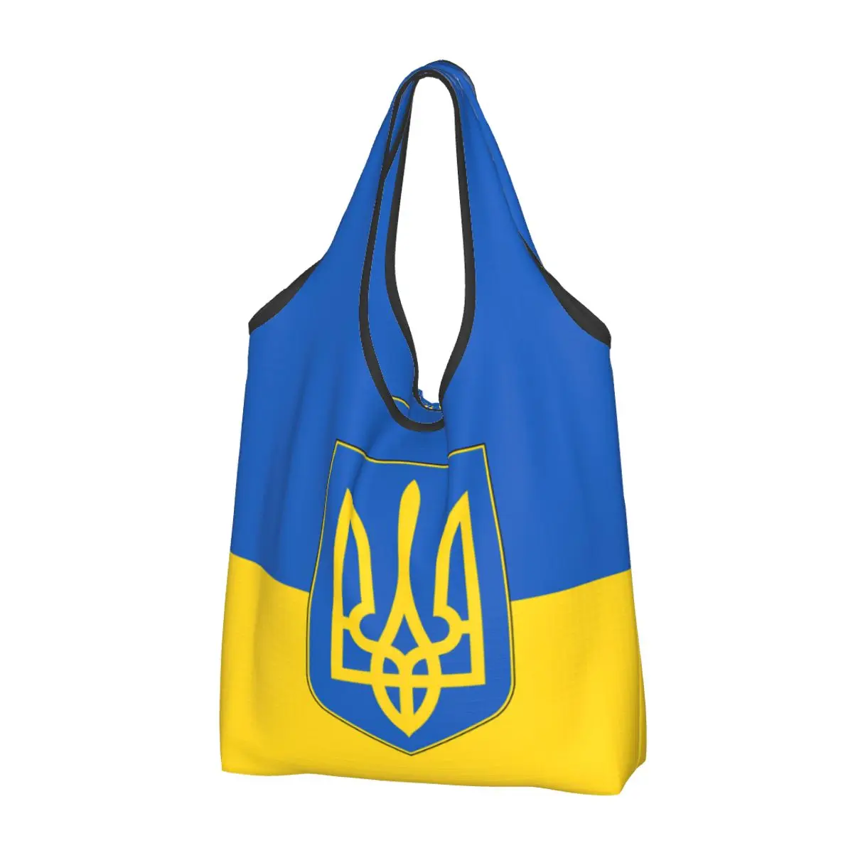 Reusable Flag Of Ukraine Shopping Bag Women Tote Bag Portable Patriotic Grocery Shopper Bags