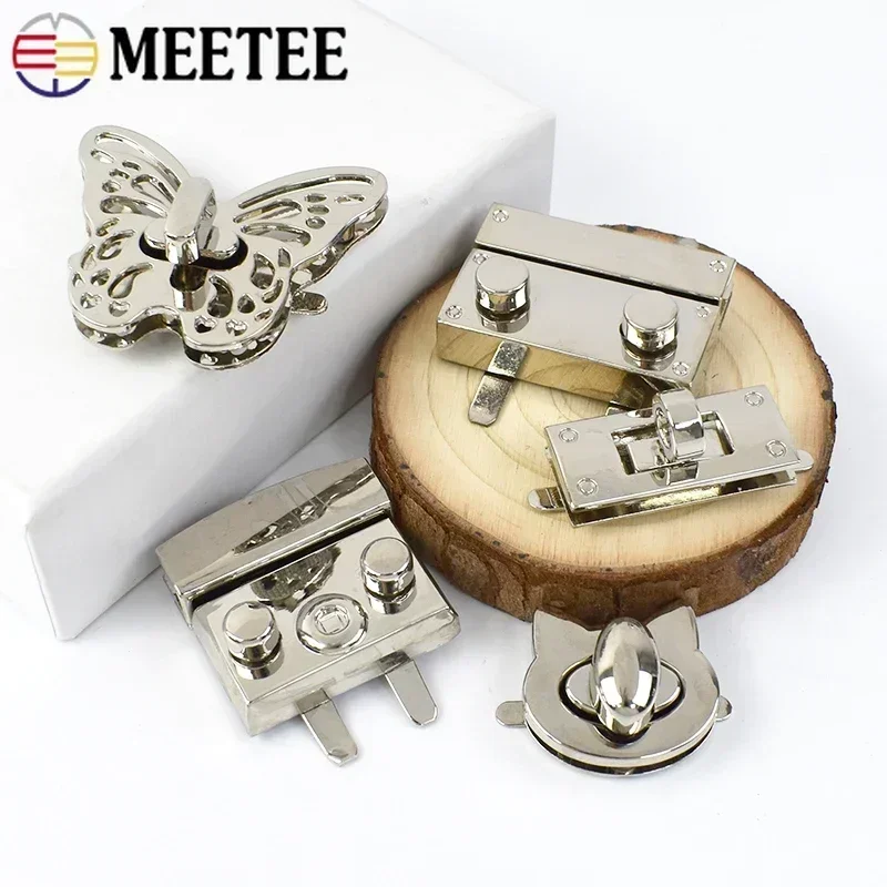 2-5Pcs Meetee Silver Metal Bags Push Lock Purse Twist Turn Locks Snap Clasp Closure Buckle Handbag Hardware Accessories