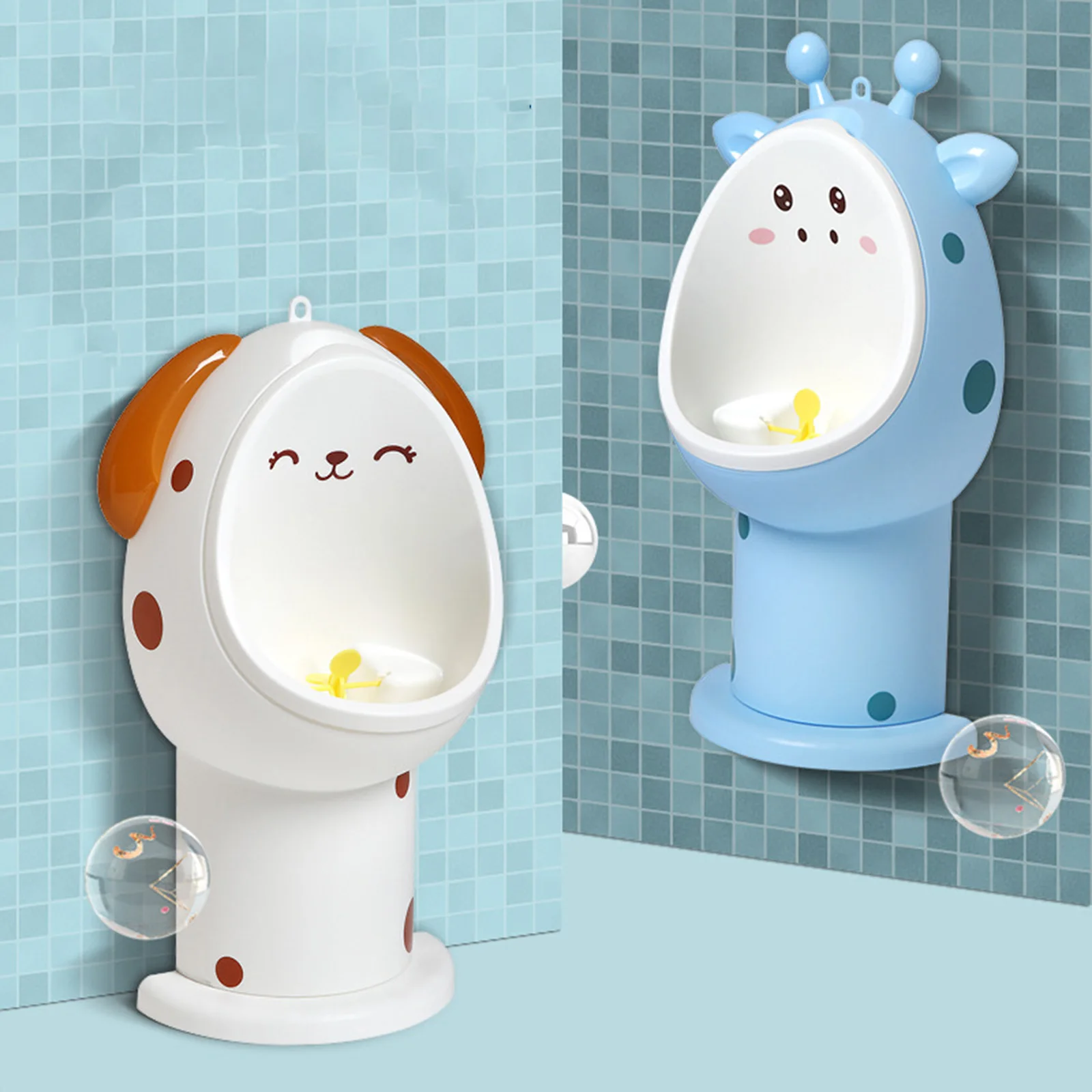 Cute Animal Wall Mounted Toddler Pee Children Trainer Potty Urinal Toilet Boy Standing Urinal Split Designed Removable Bowl