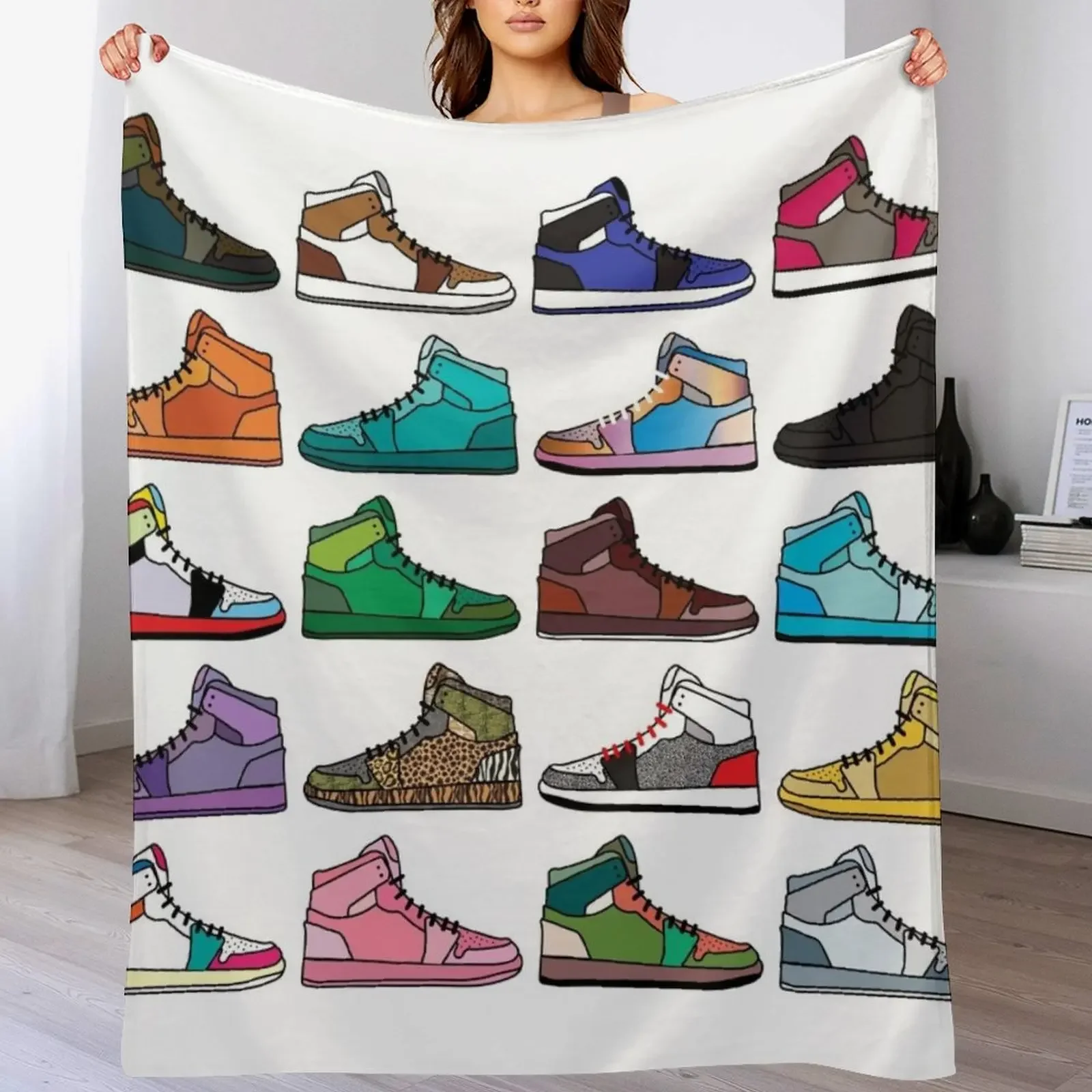 

Sneaker pattern Throw Blanket Flannel Fabric Luxury St Baby for winter Blankets