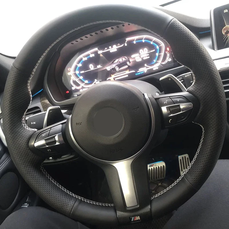 

Leather Car Steering Wheel Cover for BMW M3 M4 M Sport F30 F31 F34 F10 F11 F07 X1 X2 X3 F25 F32 F33 F36 F48 F39 Car Interior