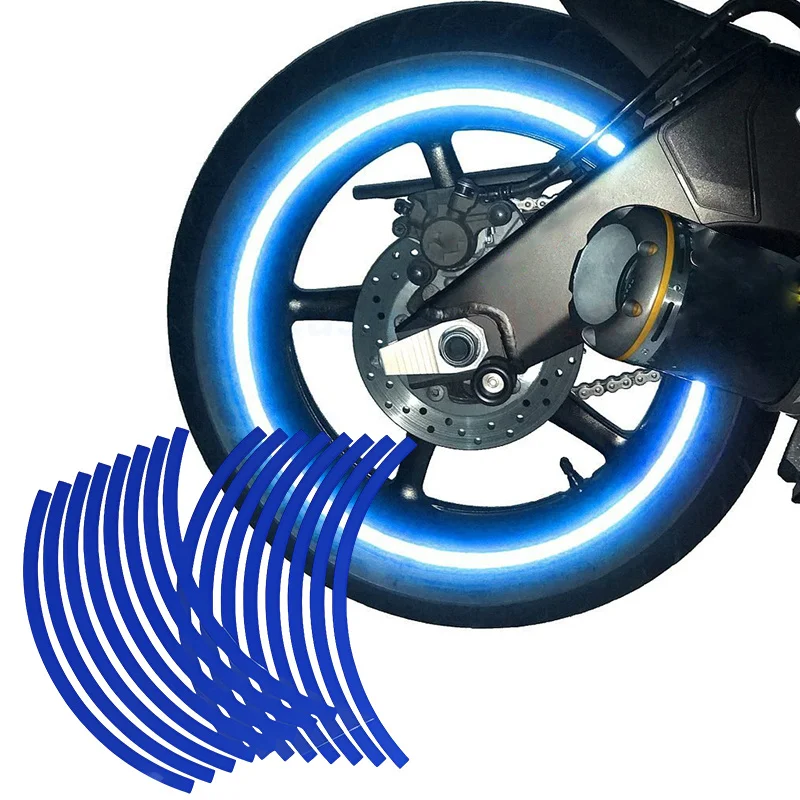 16pcs/set Motorcycle wheel tire stickers, reflective wheel rim adhesive tape stickers, motorcycle car decorative accessories