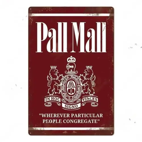 Pall Mall Tobacco Tin Sign Vintage Style Wall Art Man Cave Decor Red Emblem