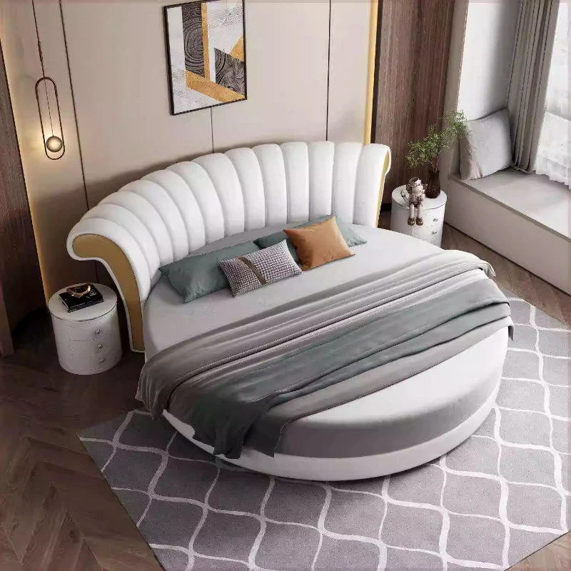 

Aesthetics Round Bed Modern Bedroom Light Luxury Romantic Bed Design Fashion Wedding Princess Sleeping Mueblese Home Furniture