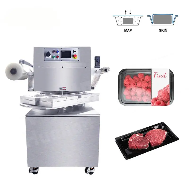 HVT-450R-4S Hualian Rotary Meat Map Tray Sealer Vacuum Sealing Packaging Machine