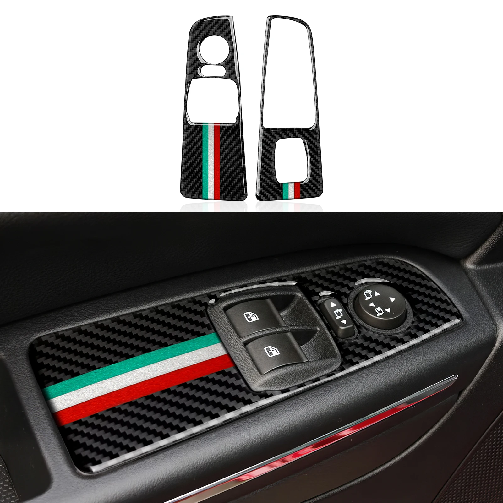 

Панель управления стеклоподъемниками автомобиля. Наклейка для интерьера из углеродного волокна. Аксессуары для отделки салона Fiat Bravo (2007-2014)